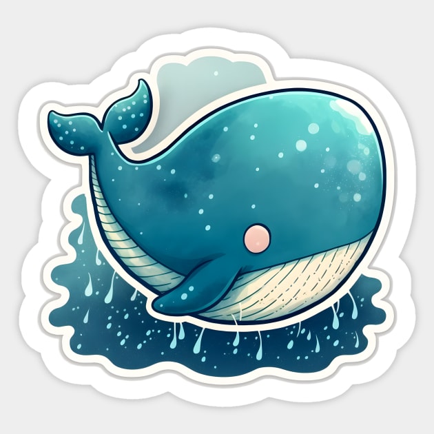 Chubby Blue Whale (white border) Sticker by CutePlanetEarth